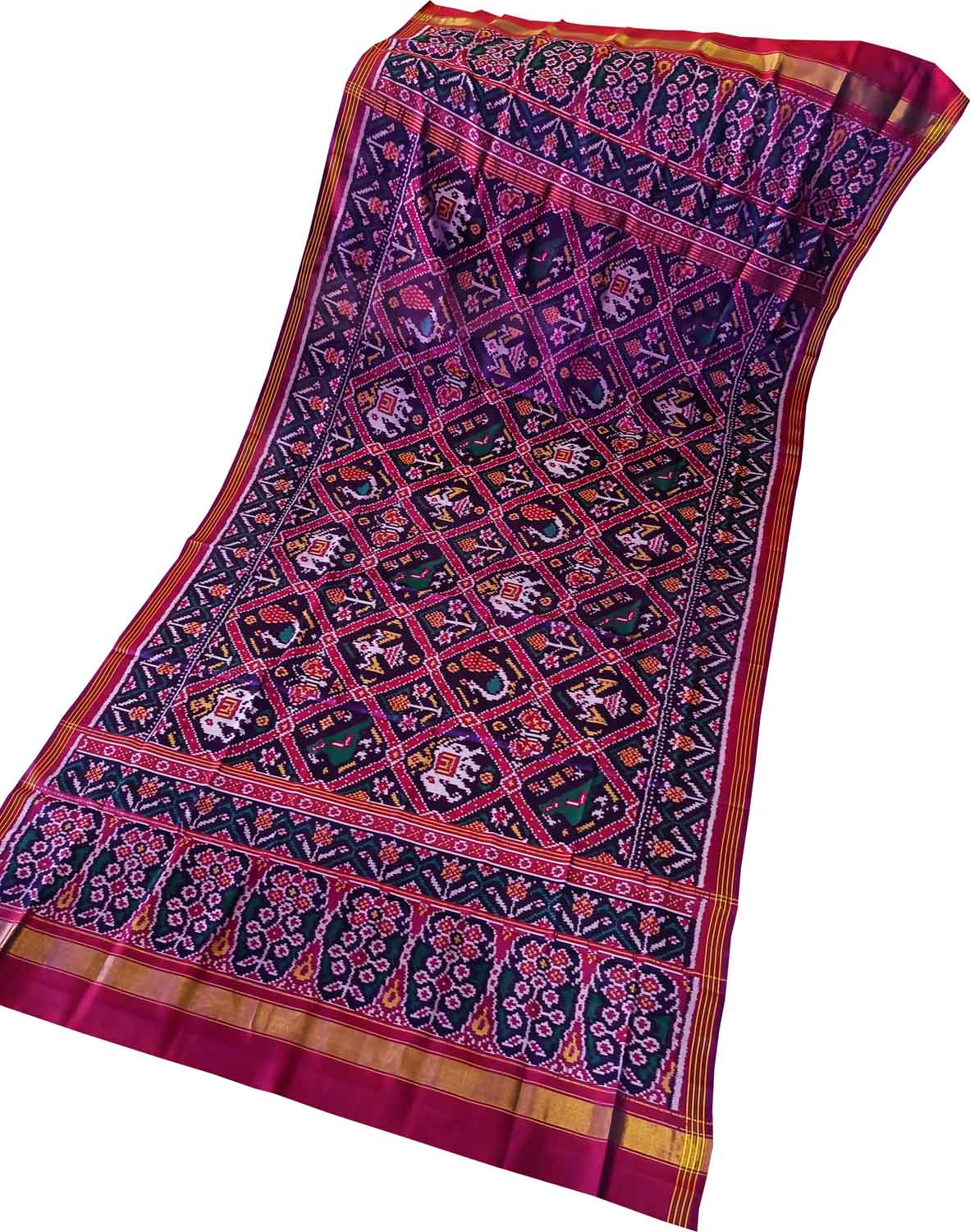 Vibrant Handloom Patola Silk Dupatta in Multicolor - Luxurion World