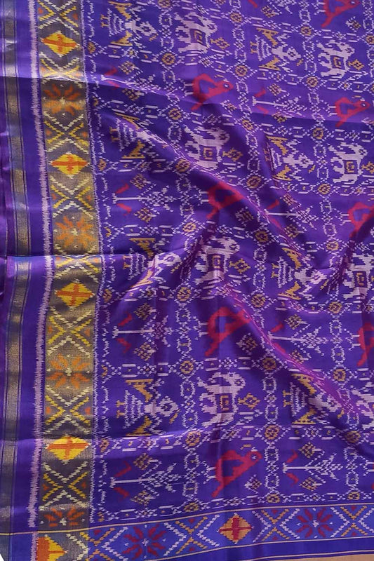 Stunning Purple Handloom Ikat Rajkot Patola Dupatta - Luxurion World