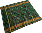 Handloom Single Ikat Rajkot Patola Dupatta in Green - Luxurion World