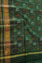 Handloom Single Ikat Rajkot Patola Dupatta in Green - Luxurion World