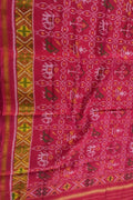 Handloom Single Ikat Rajkot Patola Dupatta in Pink - Luxurion World