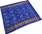 Blue Handloom Single Ikat Rajkot Patola Dupatta - Luxurion World