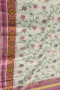 Off White Handloom Single Ikat Rajkot Patola Dupatta - Luxurion World