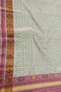 Off White Handloom Single Ikat Rajkot Patola Dupatta - Luxurion World