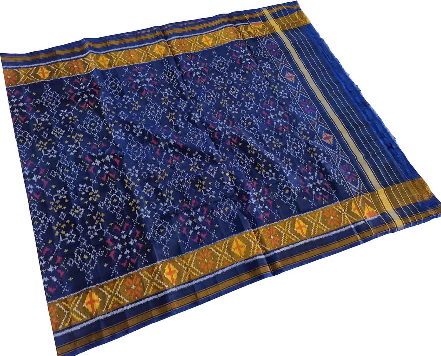 Blue Handloom Single Ikat Rajkot Patola Dupatta - Luxurion World