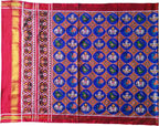 Blue Semi Patan Patola Handloom Pure Silk Dupatta - Luxurion World