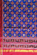 Blue Semi Patan Patola Handloom Pure Silk Dupatta - Luxurion World