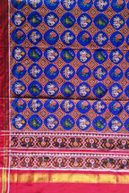 Blue Semi Patan Patola Handloom Pure Silk Dupatta - Luxurion World