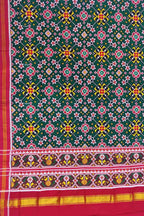 Green Semi Patan Patola Silk Dupatta - Luxurion World