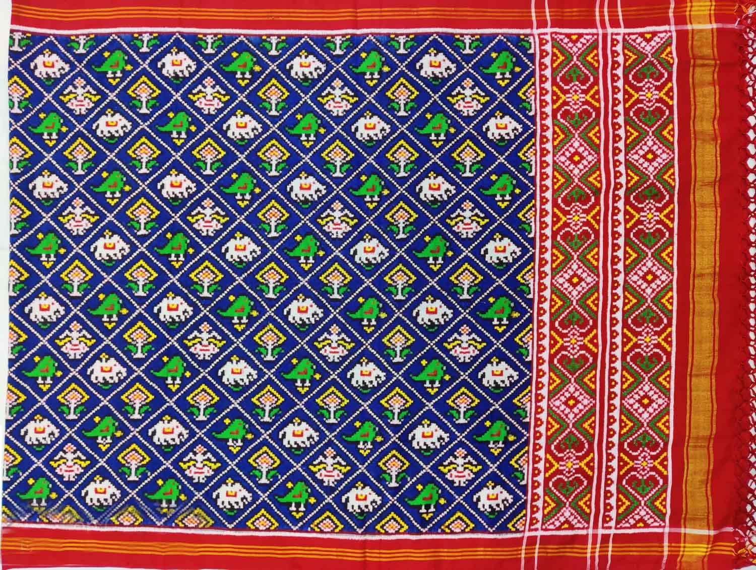 Blue Semi Patan Patola Silk Dupatta - Luxurion World