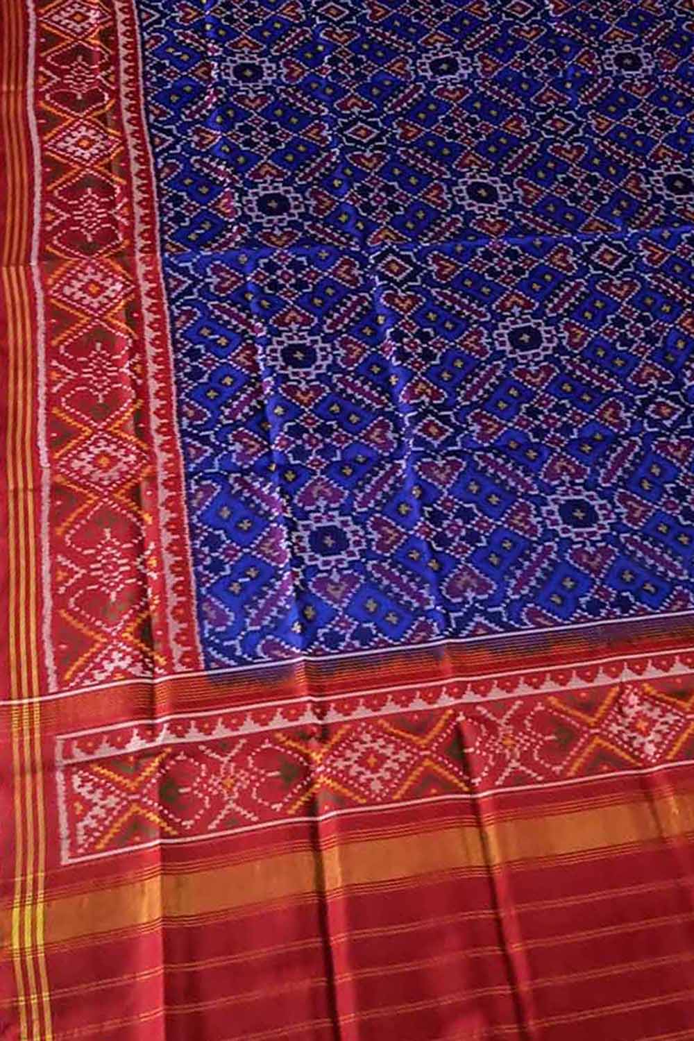 Blue Semi Patan Patola Silk Dupatta - Luxurion World