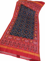 Blue Semi Patan Patola Handloom Silk Dupatta - Luxurion World