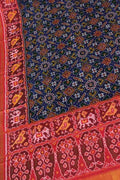 Blue Semi Patan Patola Handloom Silk Dupatta - Luxurion World