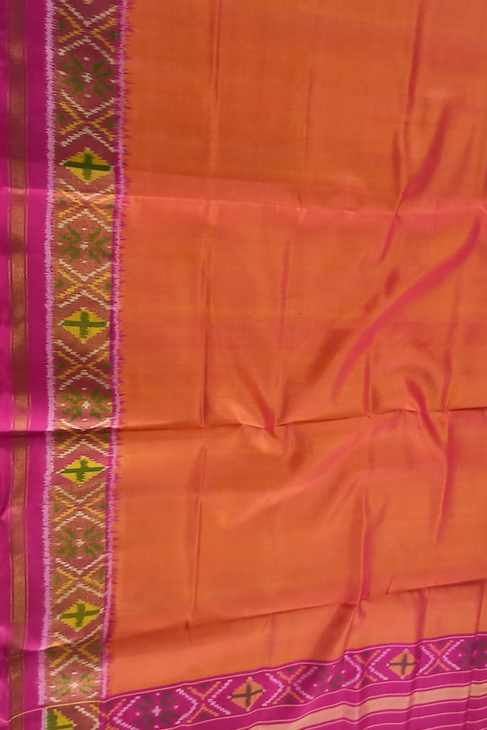 Orange Patola Handloom Single Ikat Silk Dupatta - Luxurion World