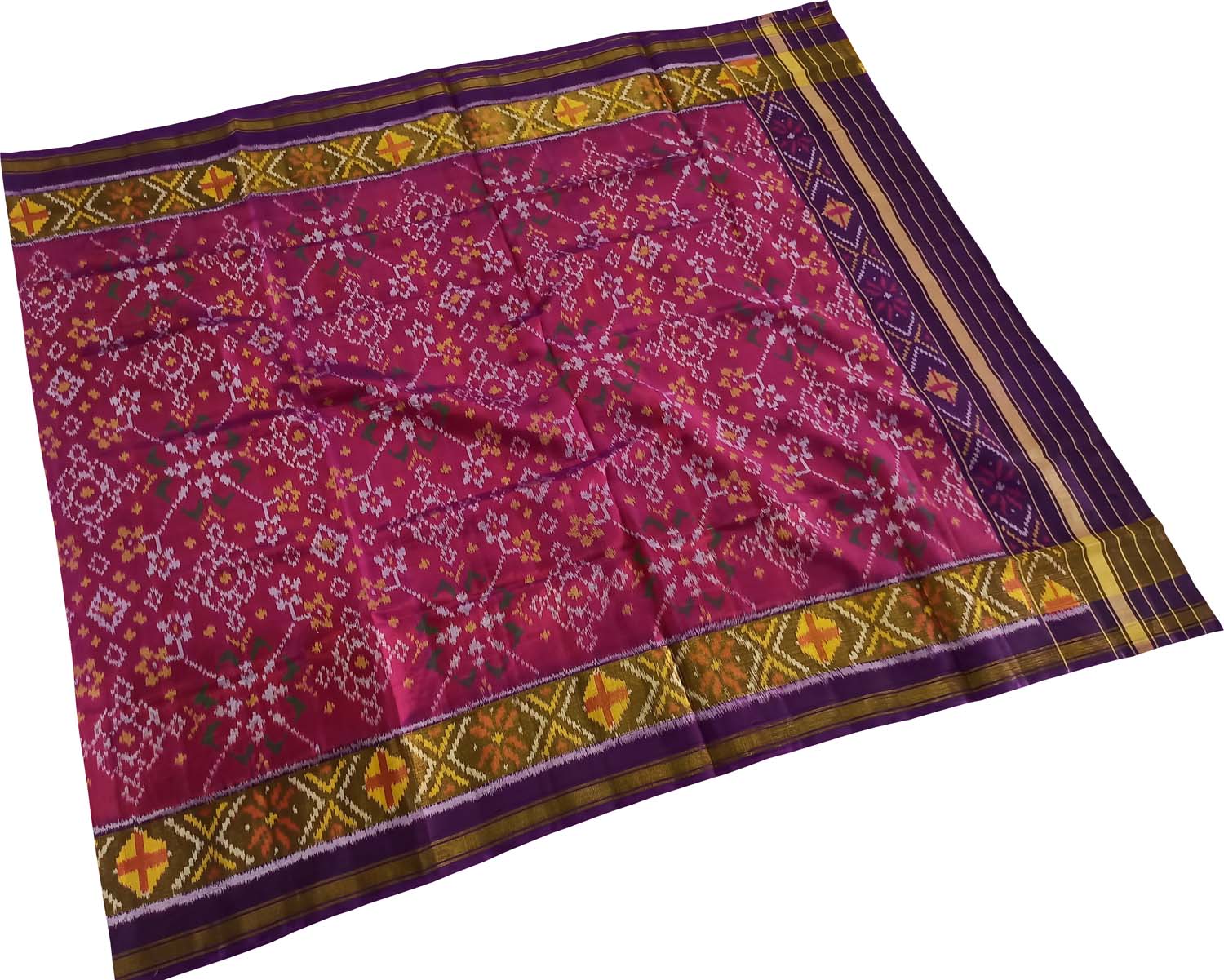 Stunning Pink Patola Handloom Ikat Silk Dupatta - Luxurion World