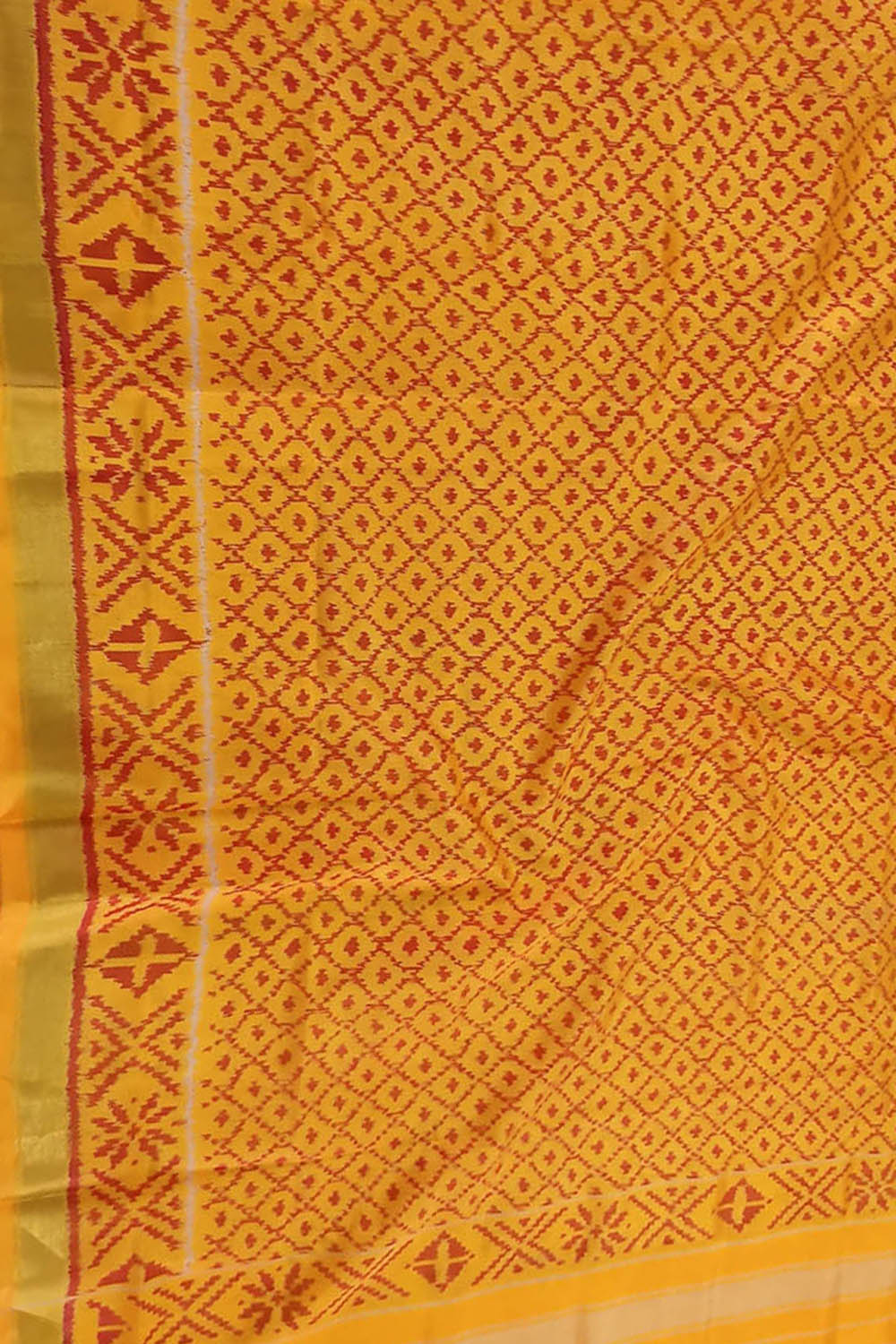 Yellow Patola Handloom Silk Ikat Dupatta - Luxurion World