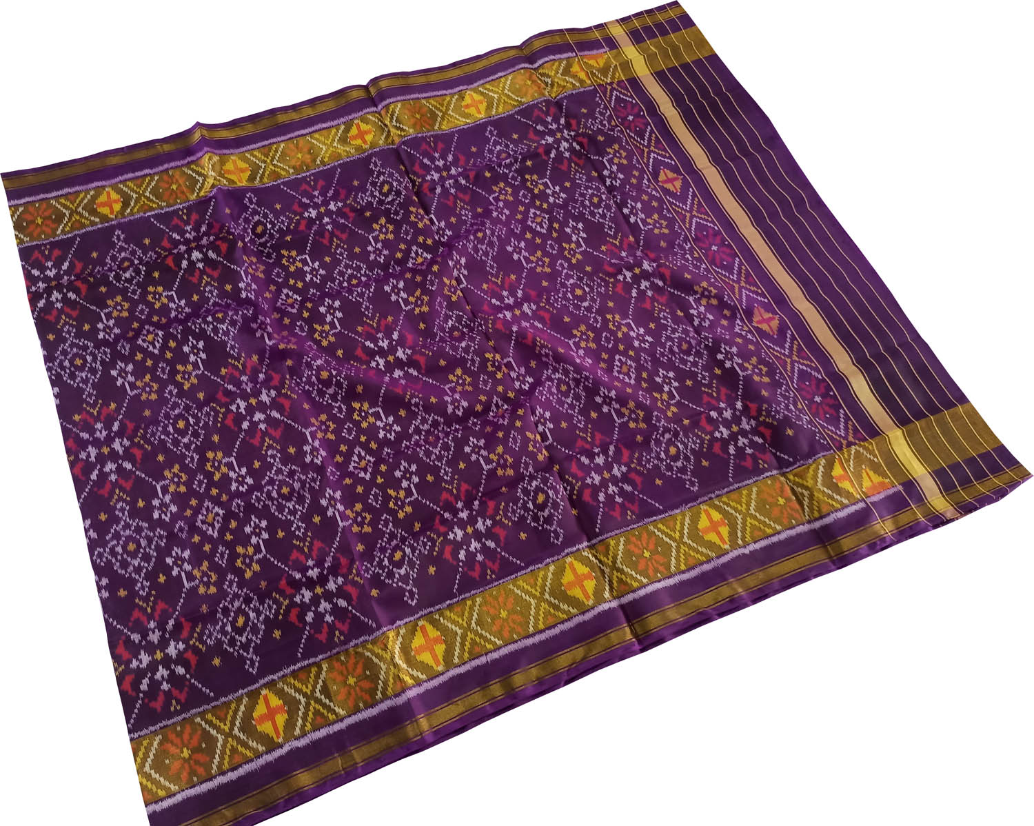 Stunning Purple Patola Handloom Ikat Silk Dupatta - Luxurion World
