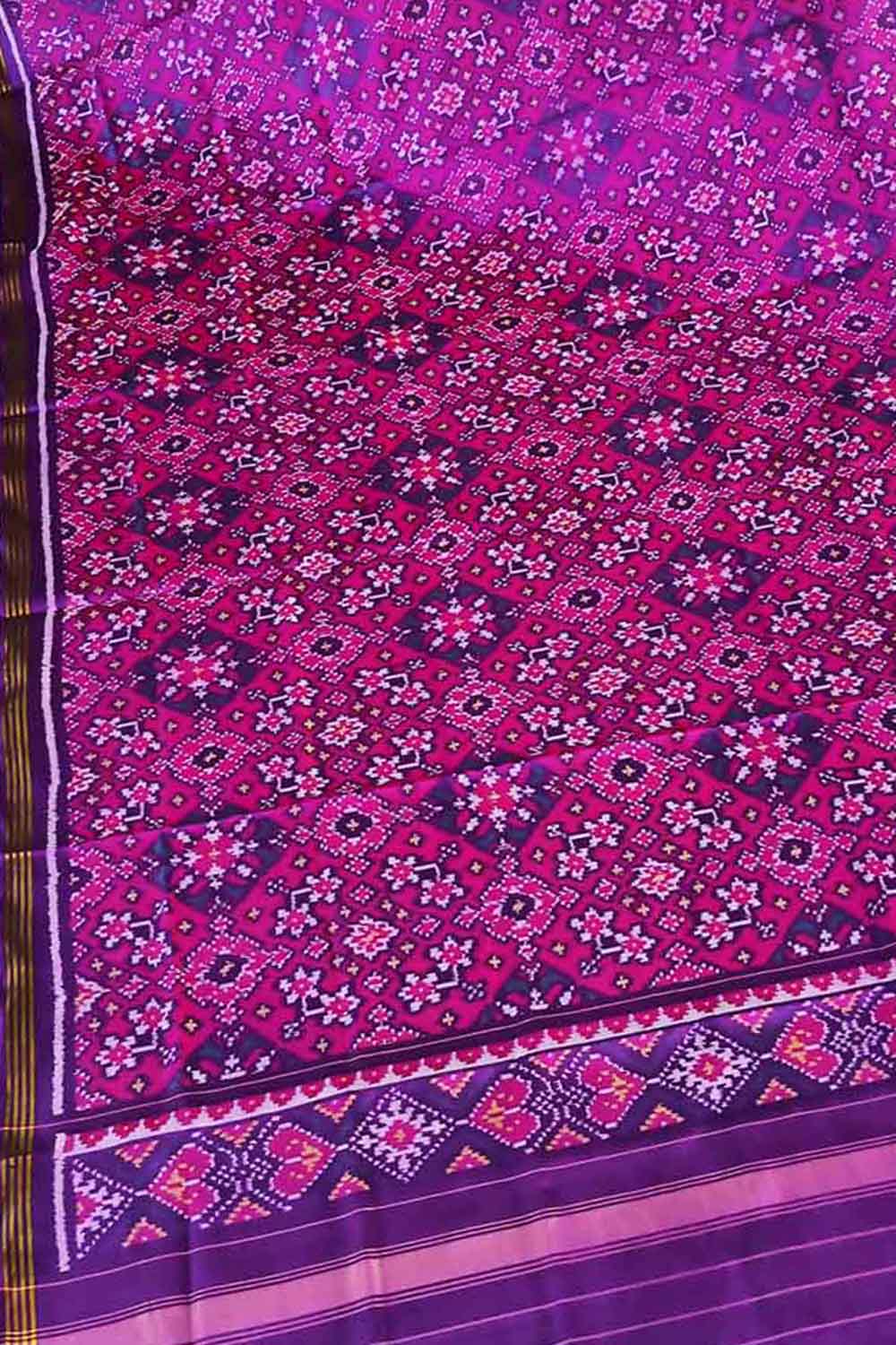 Handloom Silk Dupatta with Pink Patola Design - Luxurion World