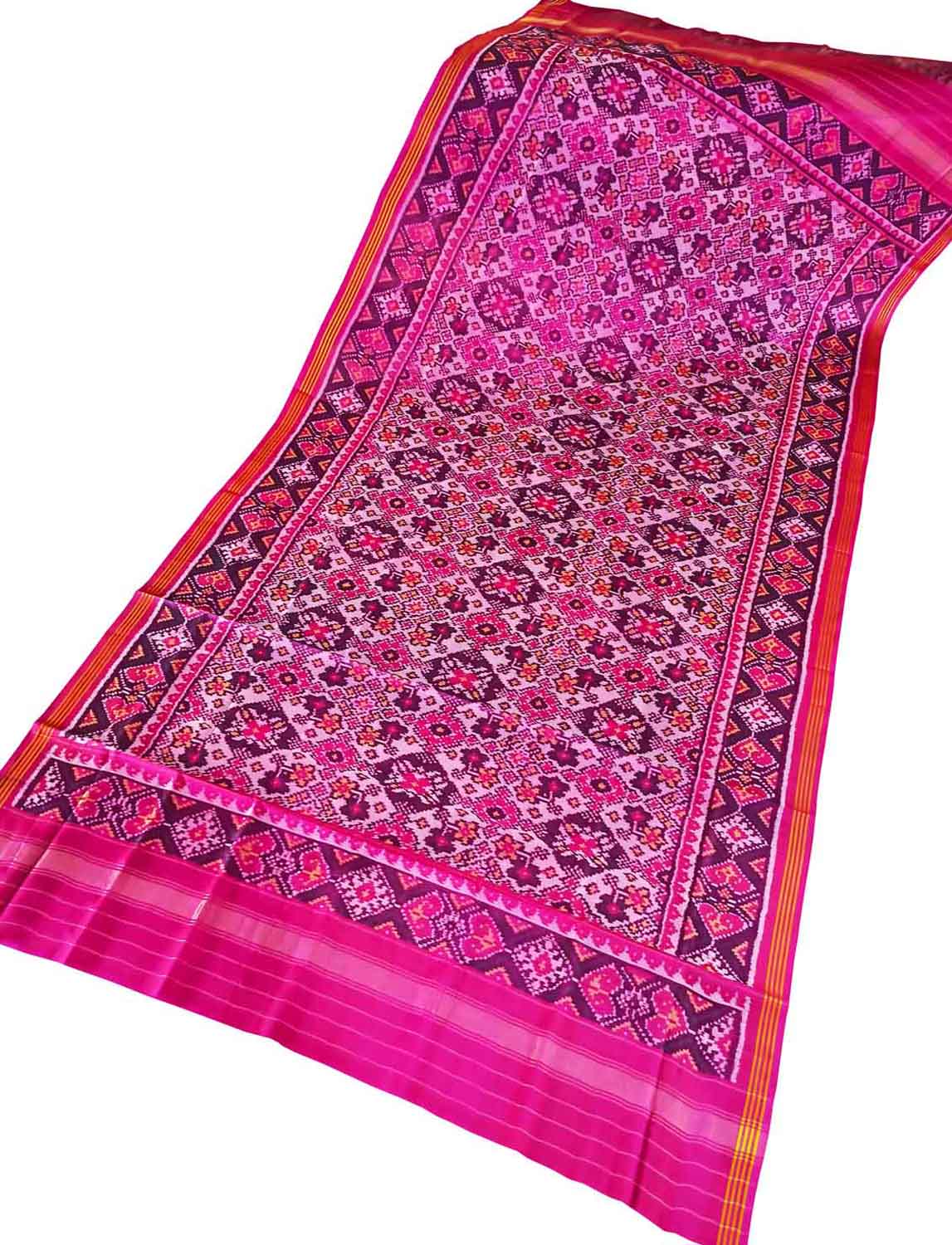 Pink Patola Handloom Silk Dupatta - Luxurion World