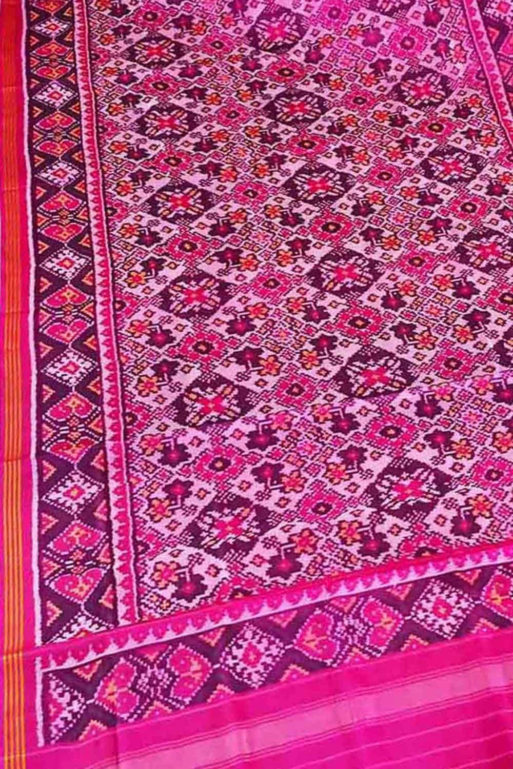 Pink Patola Handloom Silk Dupatta - Luxurion World