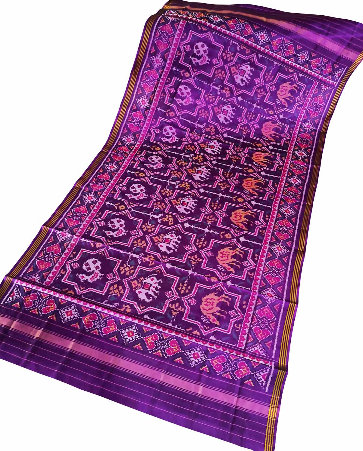 Exquisite Purple Patola Handloom Silk Dupatta - Luxurion World