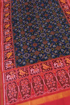 Blue Semi Patan Patola Handloom Single Ikat Dupatta - Luxurion World