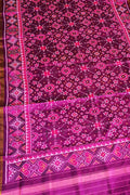 Purple Semi Patan Patola Handloom Ikat Dupatta - Luxurion World