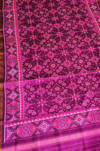 Purple Semi Patan Patola Handloom Ikat Dupatta - Luxurion World