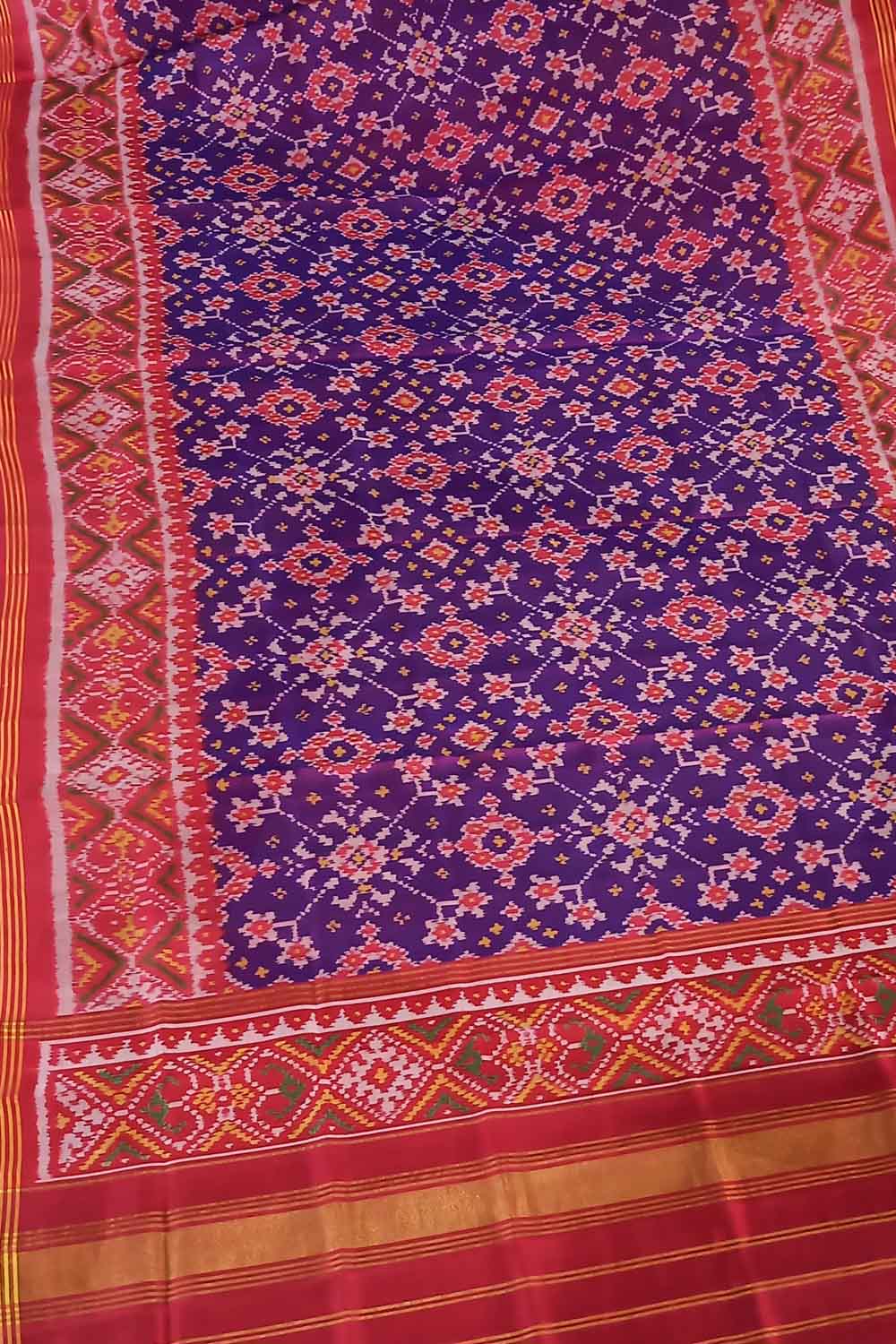 Purple Semi Patan Patola Handloom Single Ikat Dupatta - Luxurion World