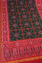 Green Semi Patan Patola Handloom Single Ikat Dupatta - Luxurion World