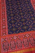 Blue Semi Patan Patola Handloom Single Ikat Dupatta - Luxurion World