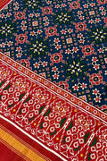 Blue Handloom Double Ikat Patan Patola Pure Silk Dupatta - Luxurion World- Crafted Heirlooms