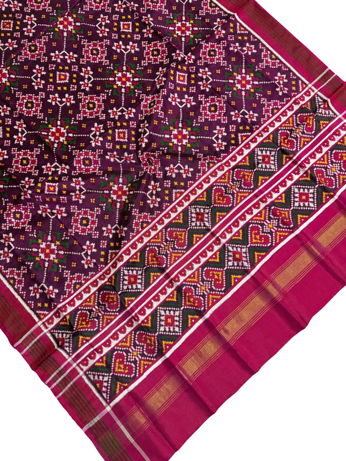 Exquisite Purple Handloom Double Ikat Pure Silk Dupatta - Luxurion World