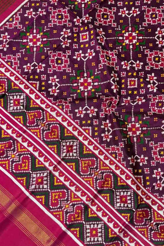 Exquisite Purple Handloom Double Ikat Pure Silk Dupatta - Luxurion World