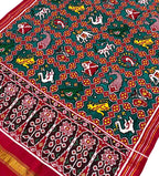 Green Handloom Double Ikat Patan Patola Pure Silk Dupatta - Luxurion World