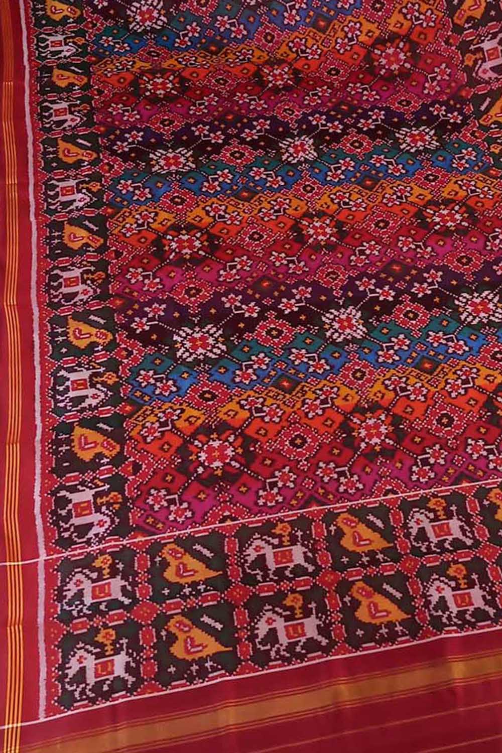 Multicolor Handloom Semi Patan Patola Pure Silk Dupatta - Luxurion World