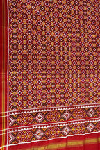 Red Patan Patola Handloom Pure Silk Dupatta - Luxurion World- Crafted Heirlooms