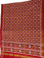 Red Patan Patola Handloom Pure Silk Dupatta - Luxurion World- Crafted Heirlooms