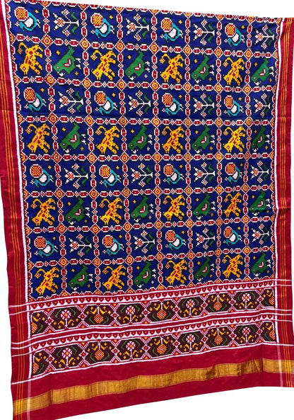 Blue Patan Patola Handloom Pure Silk Dupatta - Luxurion World