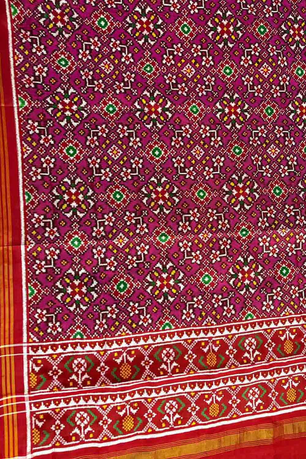 Pink Patan Patola Handloom Pure Silk Dupatta - Pure Elegance - Luxurion World- Crafted Heirlooms
