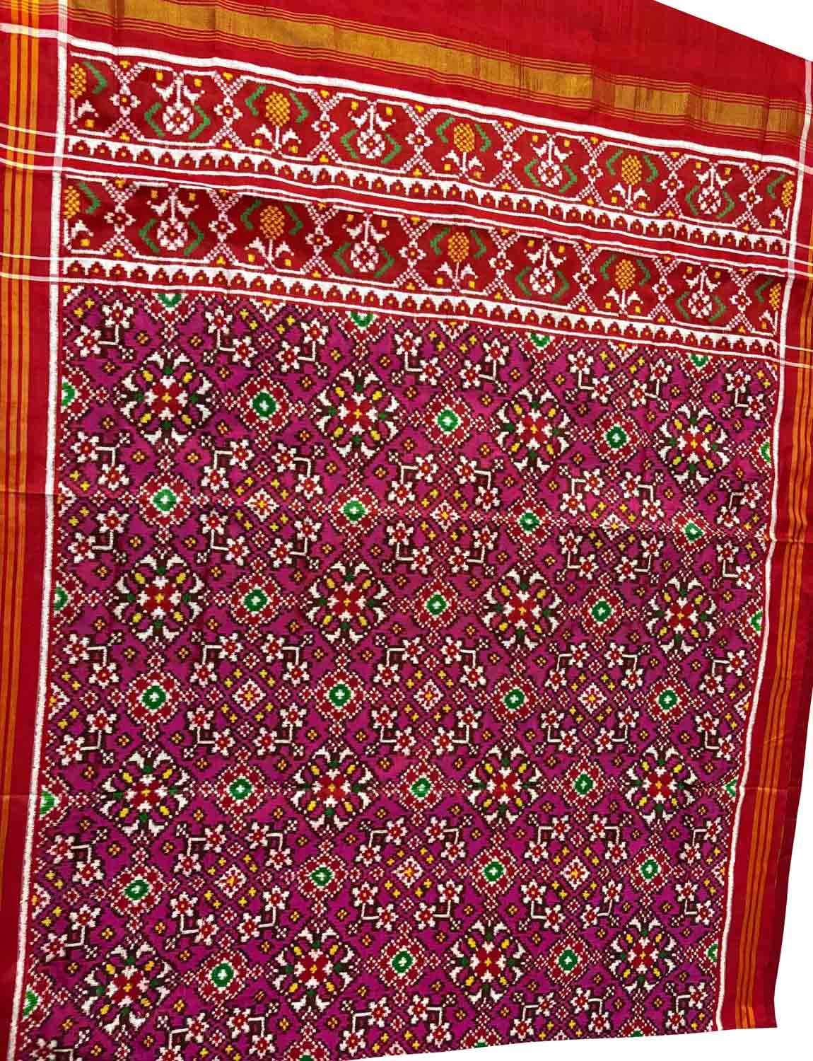 Pink Patan Patola Handloom Pure Silk Dupatta - Pure Elegance - Luxurion World- Crafted Heirlooms