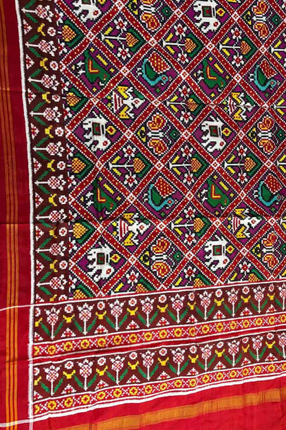 Multicolor Patan Patola Handloom Pure Silk Dupatta - Luxurion World