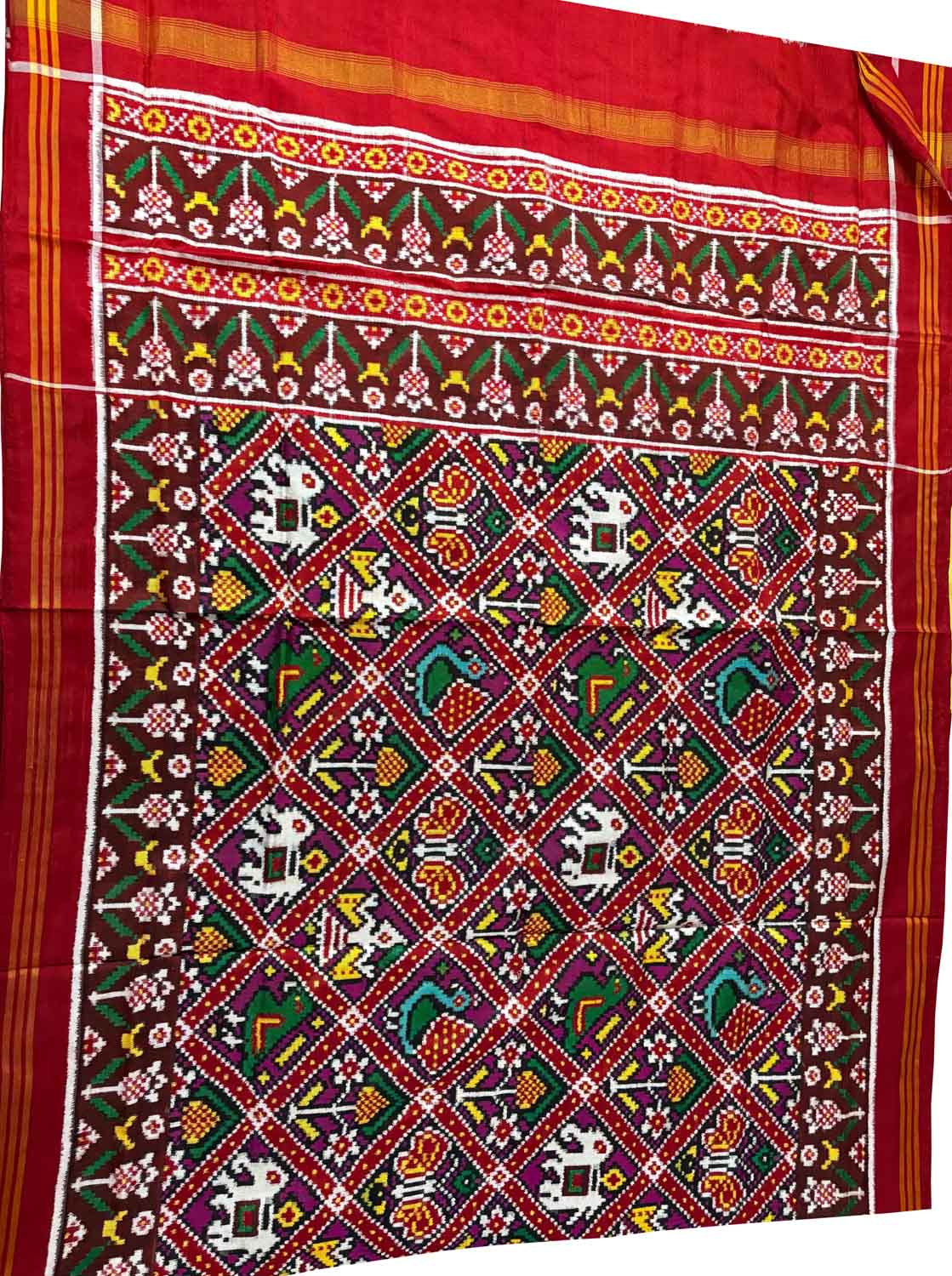 Multicolor Patan Patola Handloom Pure Silk Dupatta - Luxurion World- Crafted Heirlooms