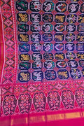 Blue Patola Handloom Semi Patan Patola Pure Silk Dupatta - Luxurion World- Crafted Heirlooms