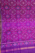 Purple Patola Handloom Semi Patan Patola Pure Silk Dupatta - Luxurion World- Crafted Heirlooms