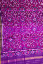 Purple Patola Handloom Semi Patan Patola Pure Silk Dupatta - Luxurion World- Crafted Heirlooms