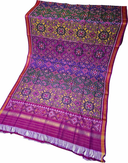 Multicolor Patola Handloom Semi Patan Patola Pure Silk Dupatta - Luxurion World