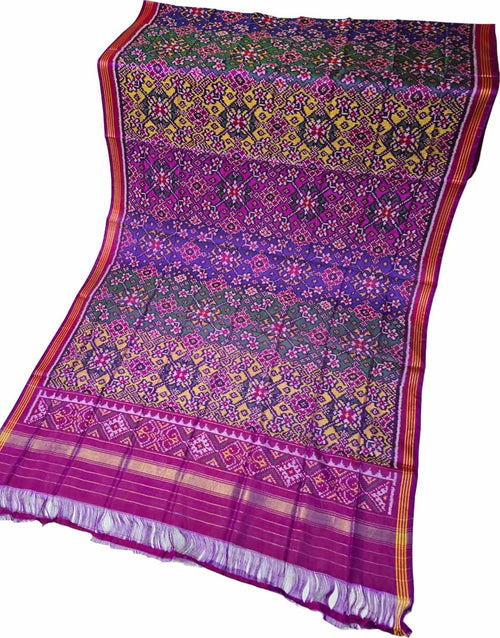 Multicolor Patola Handloom Semi Patan Patola Pure Silk Dupatta - Luxurion World- Crafted Heirlooms