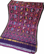 Blue Patola Handloom Semi Patan Patola Pure Silk Dupatta - Luxurion World- Crafted Heirlooms