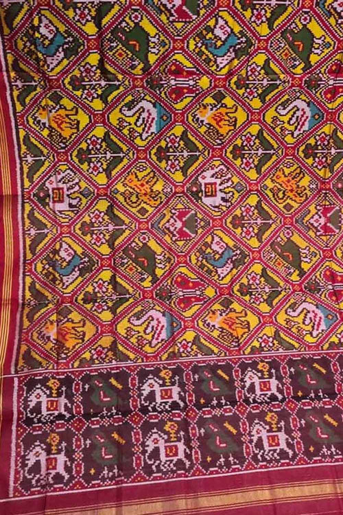 Multicolor Patola Handloom Semi Patan Patola Pure Silk Dupatta - Luxurion World- Crafted Heirlooms